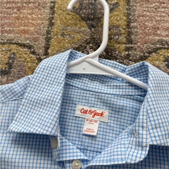 Cat & Jack Boys Blue Plaid Button Down Size 8/10 - Picture 2 of 4